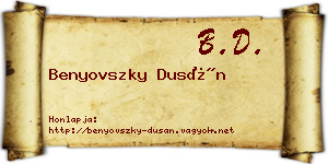 Benyovszky Dusán névjegykártya